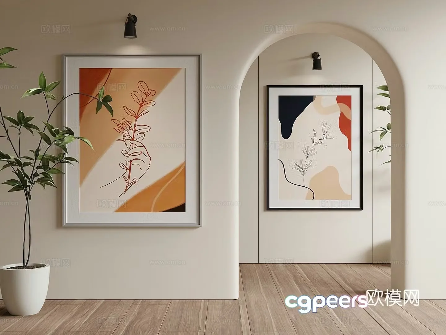Modern art hanging paintings decorative painting 3d model
