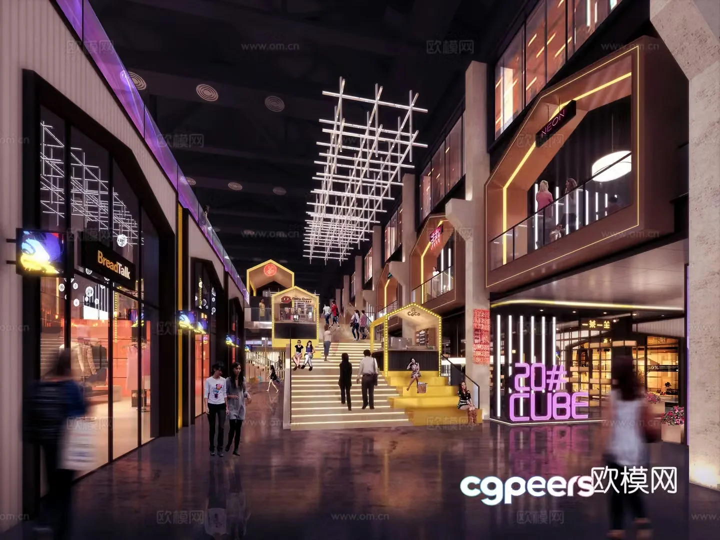 Indoor commercial street 3D model