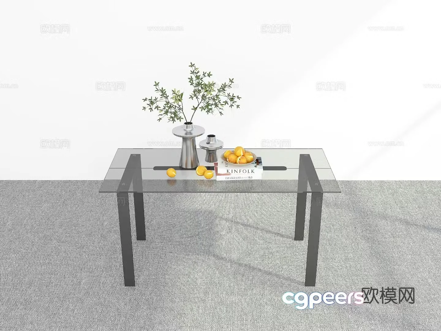 Modern glass dining table 3d model