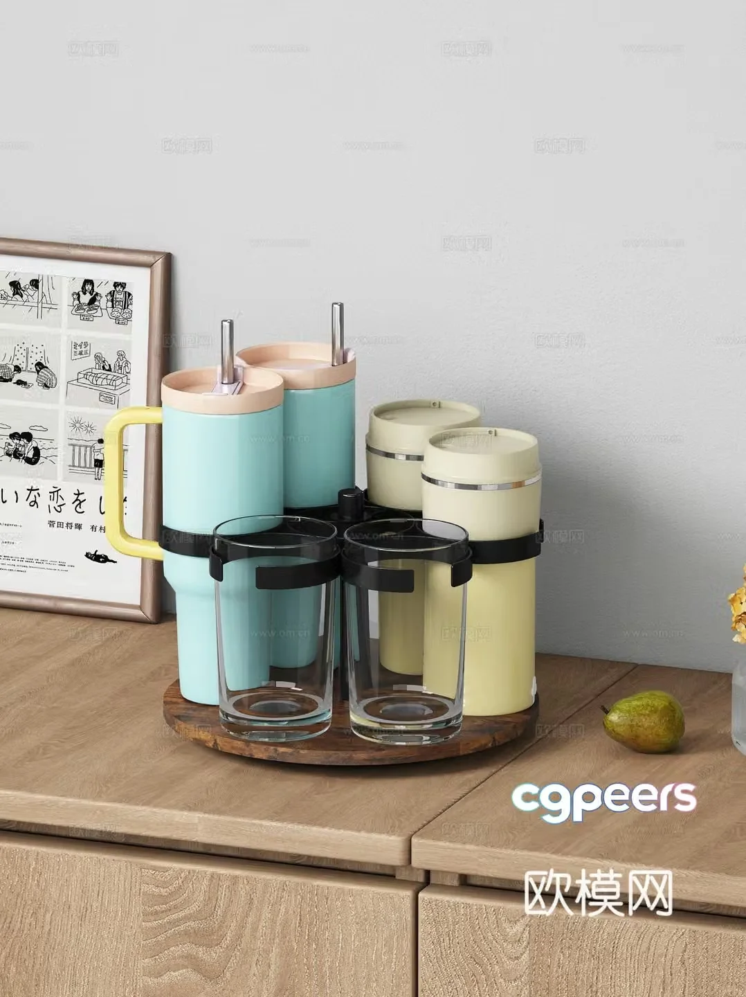 Water cup storage rack 3d model