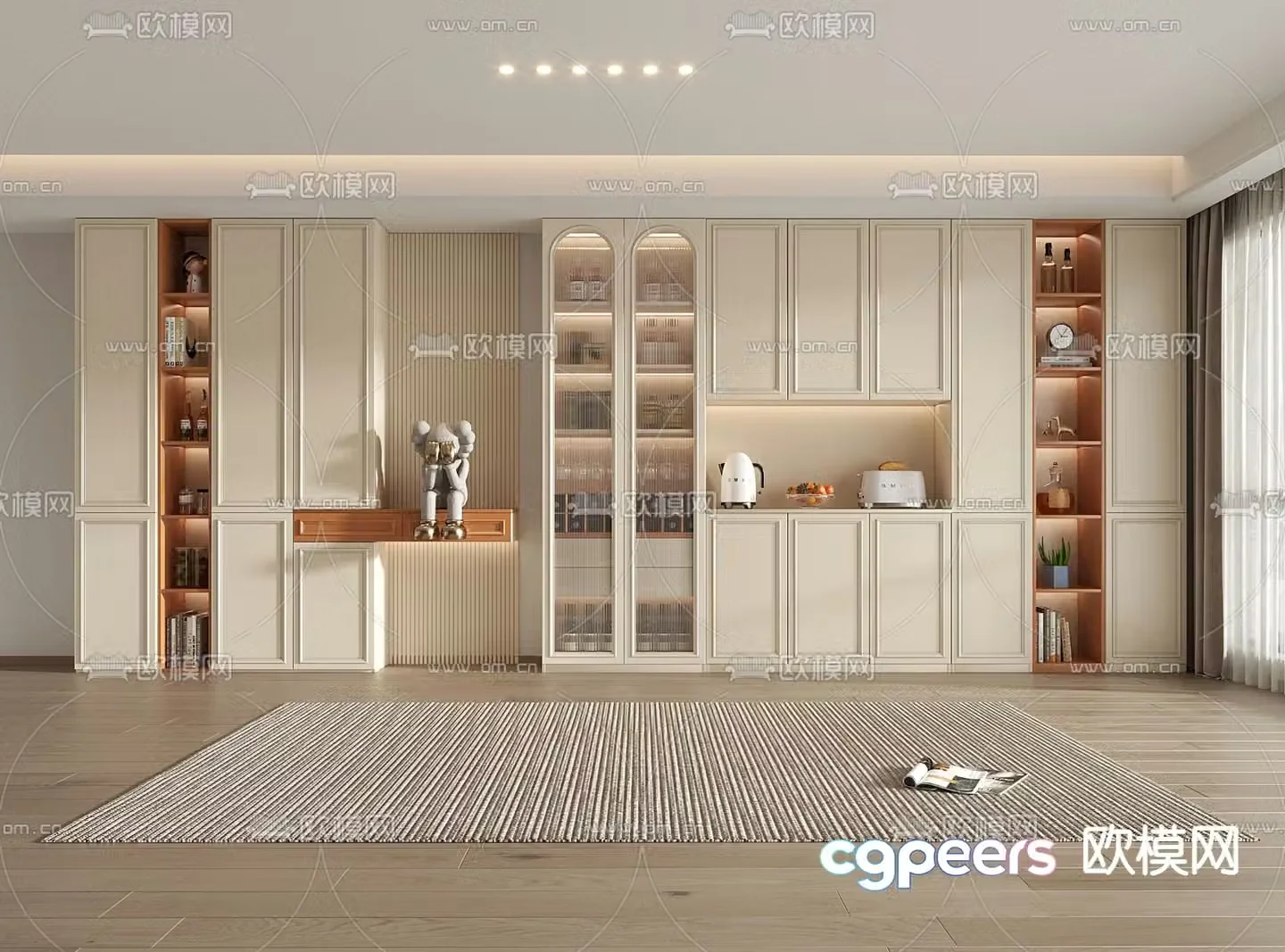 Cream style wine cabinet sideboard 3d model