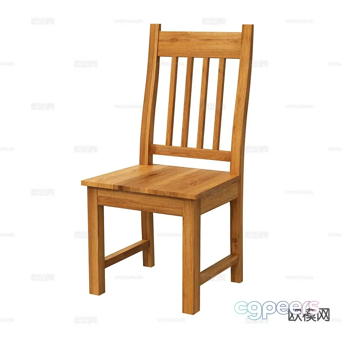 Nordic single chair stool wooden stool 3d model