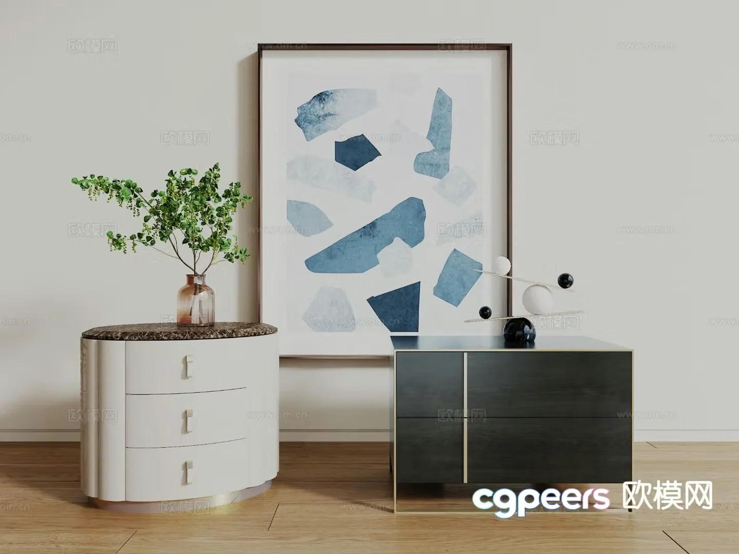 Modern bedside table 3d model