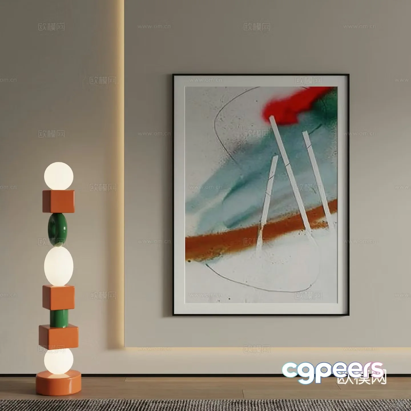 Modern decorative painting Texture painting 3d model