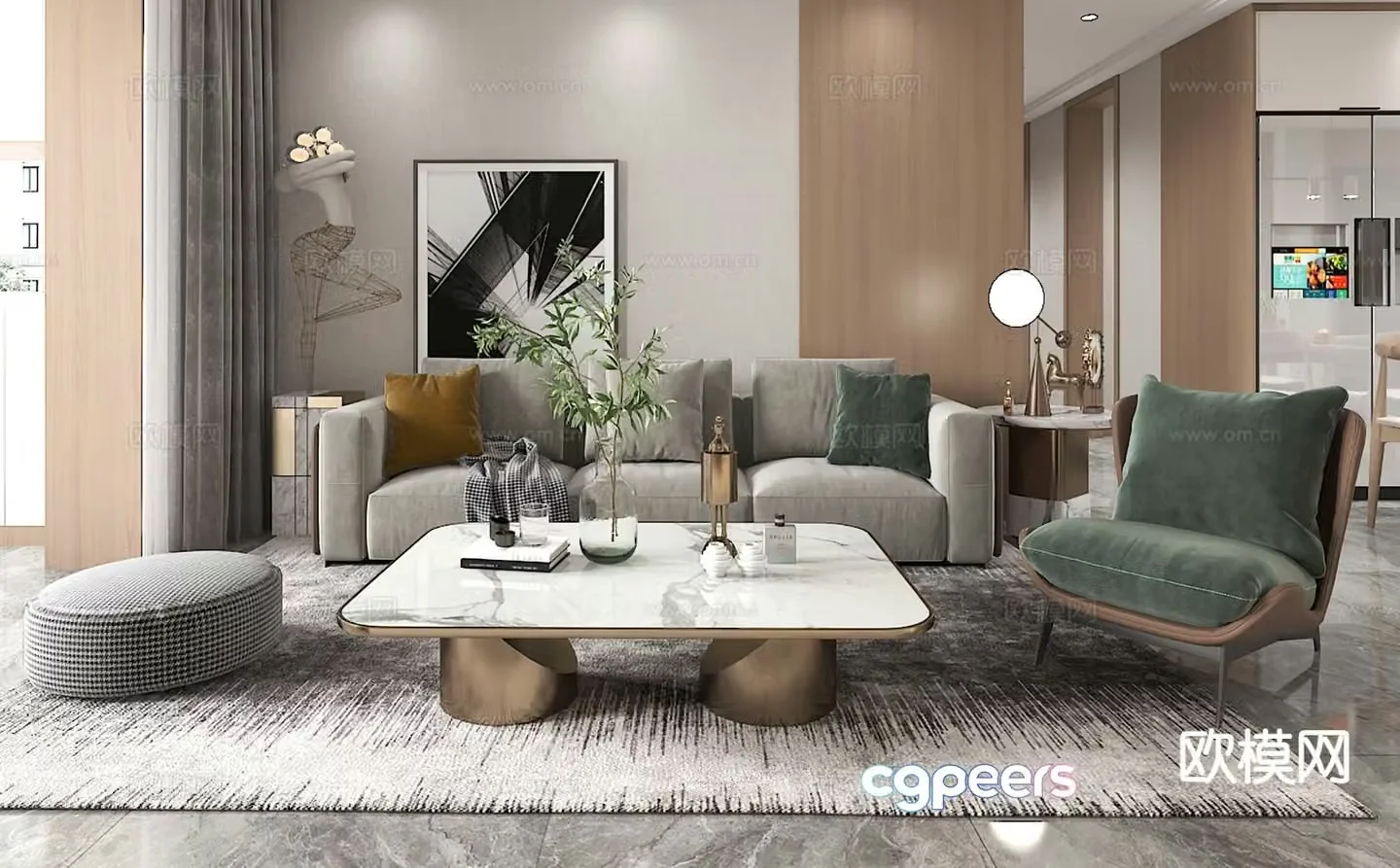 Modern sectional sofa 3d model