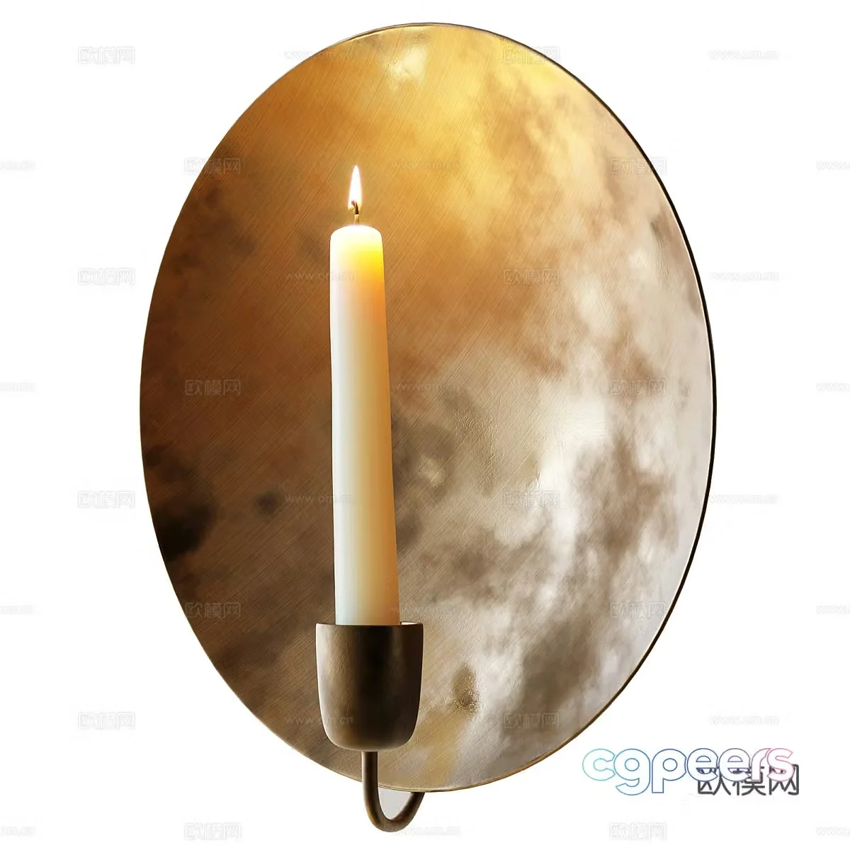 New Chinese style light luxury round gold leaf candlestick wall lamp 3D model