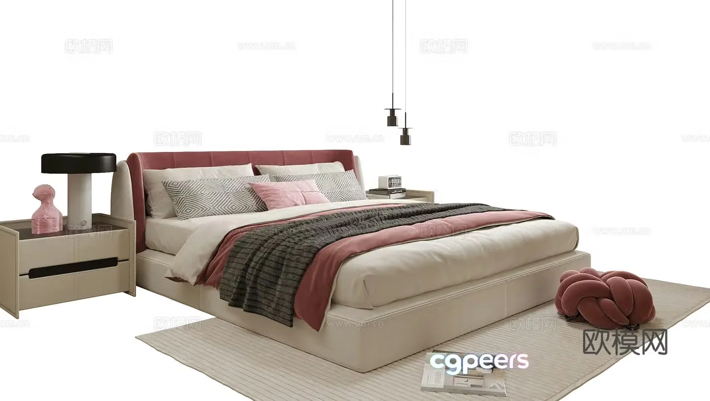 Modern children’s bed nightstand 3d model