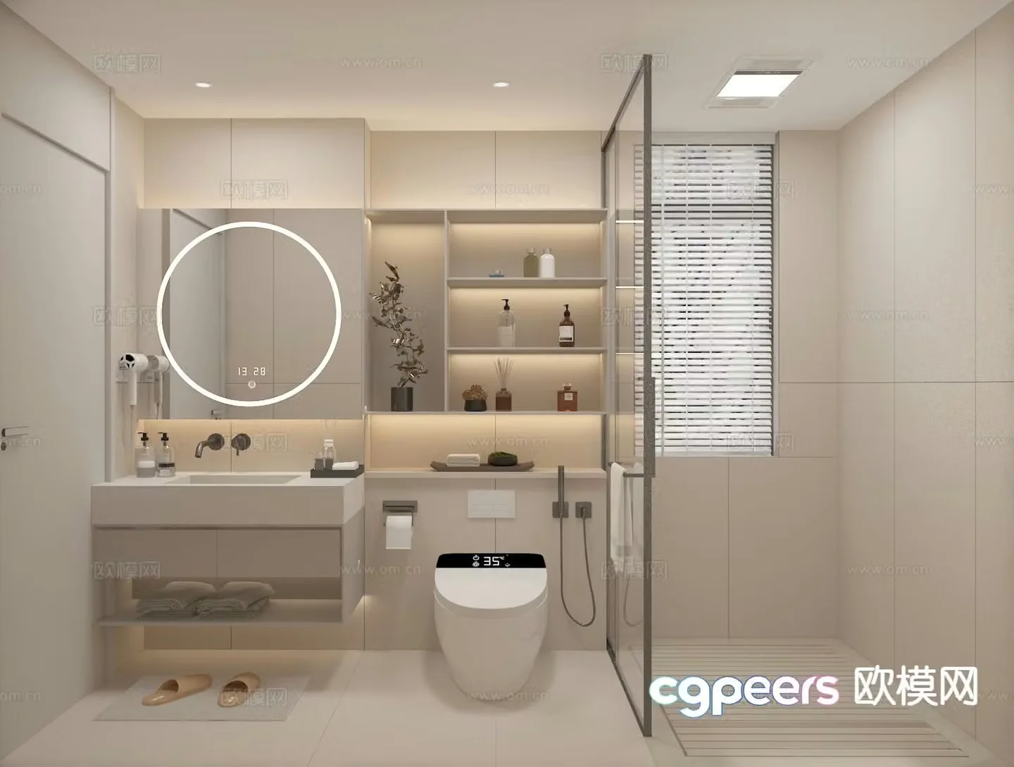 Modern bathroom wet and dry separated bathroom master bathroom bathroom 3d model