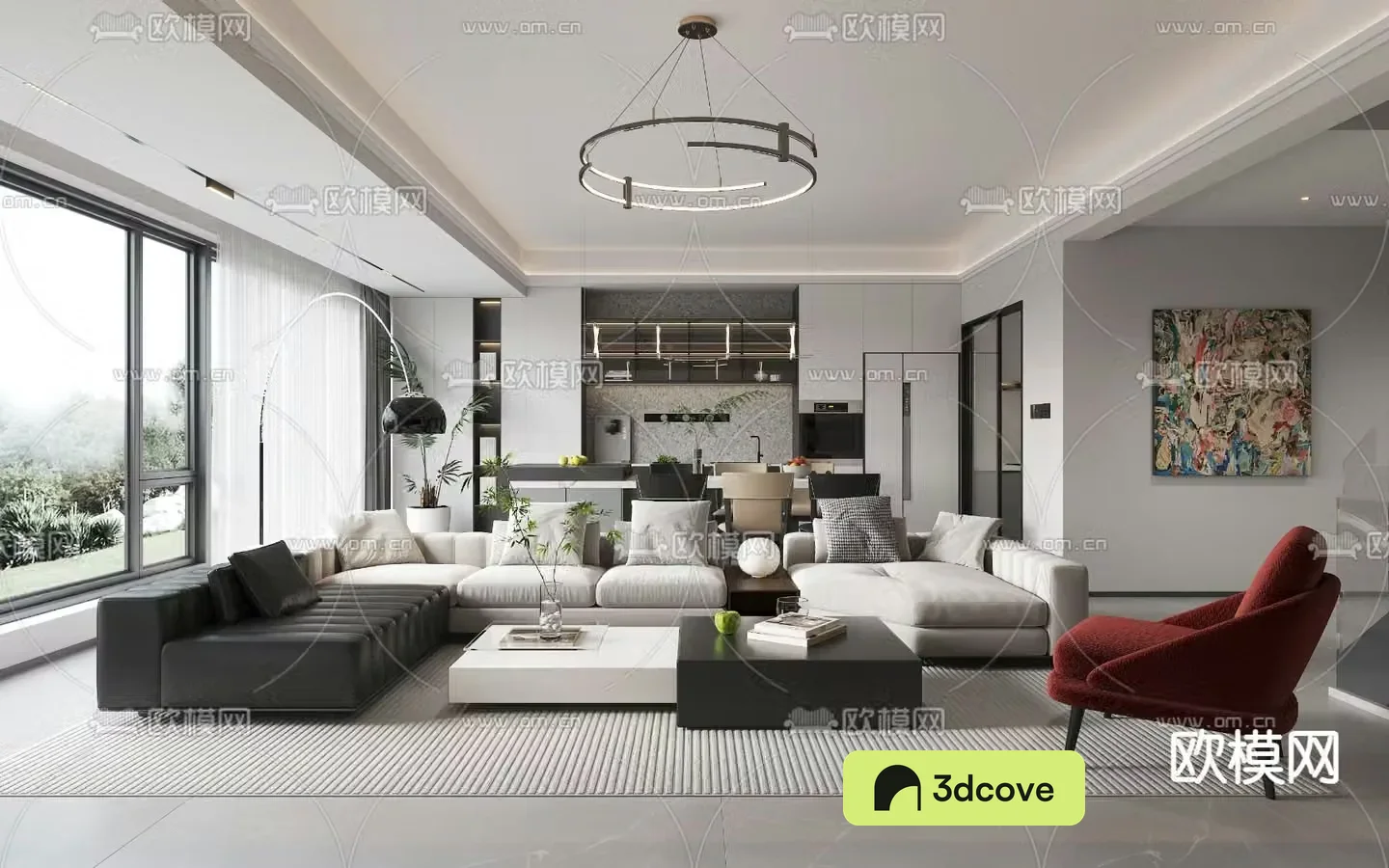 Modern living and dining room