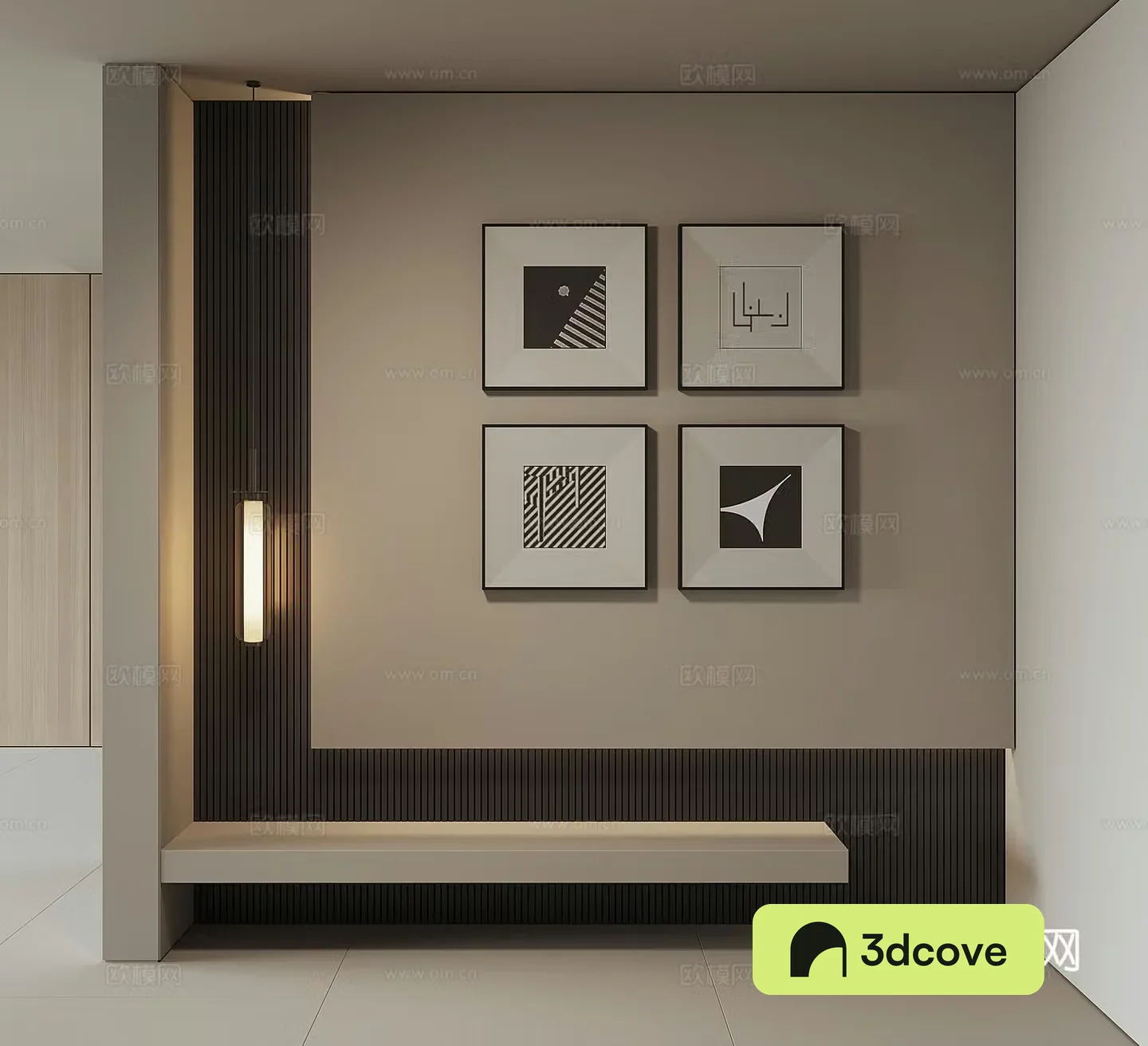 Modern black and white hanging painting combination painting