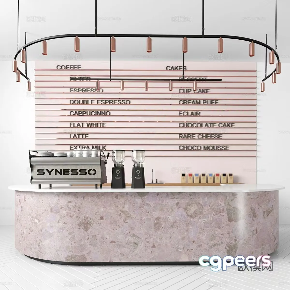 Cream Feng Shui Bar Coffee Bar 3D Model