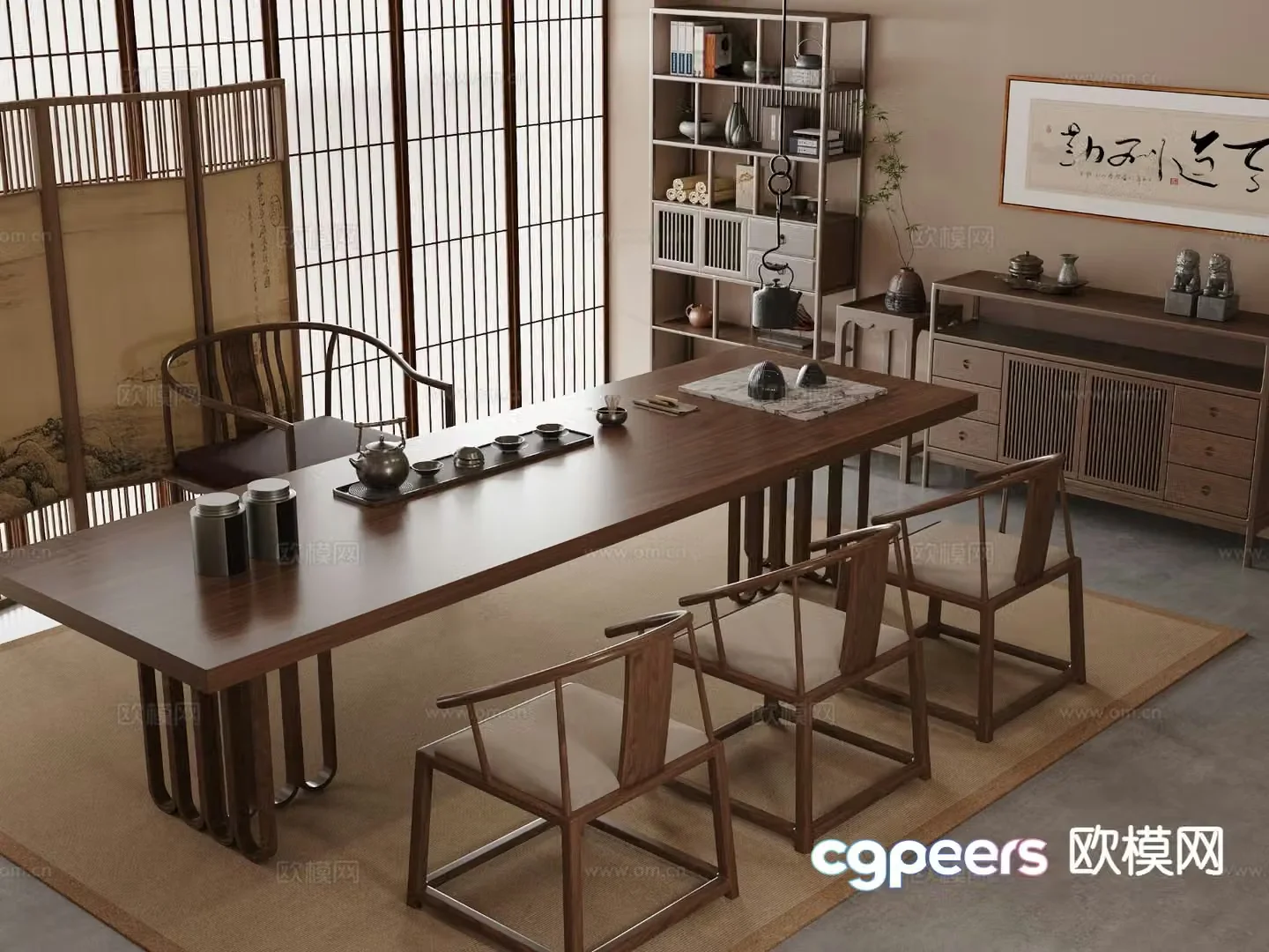New Chinese style tea table tea table 3d model