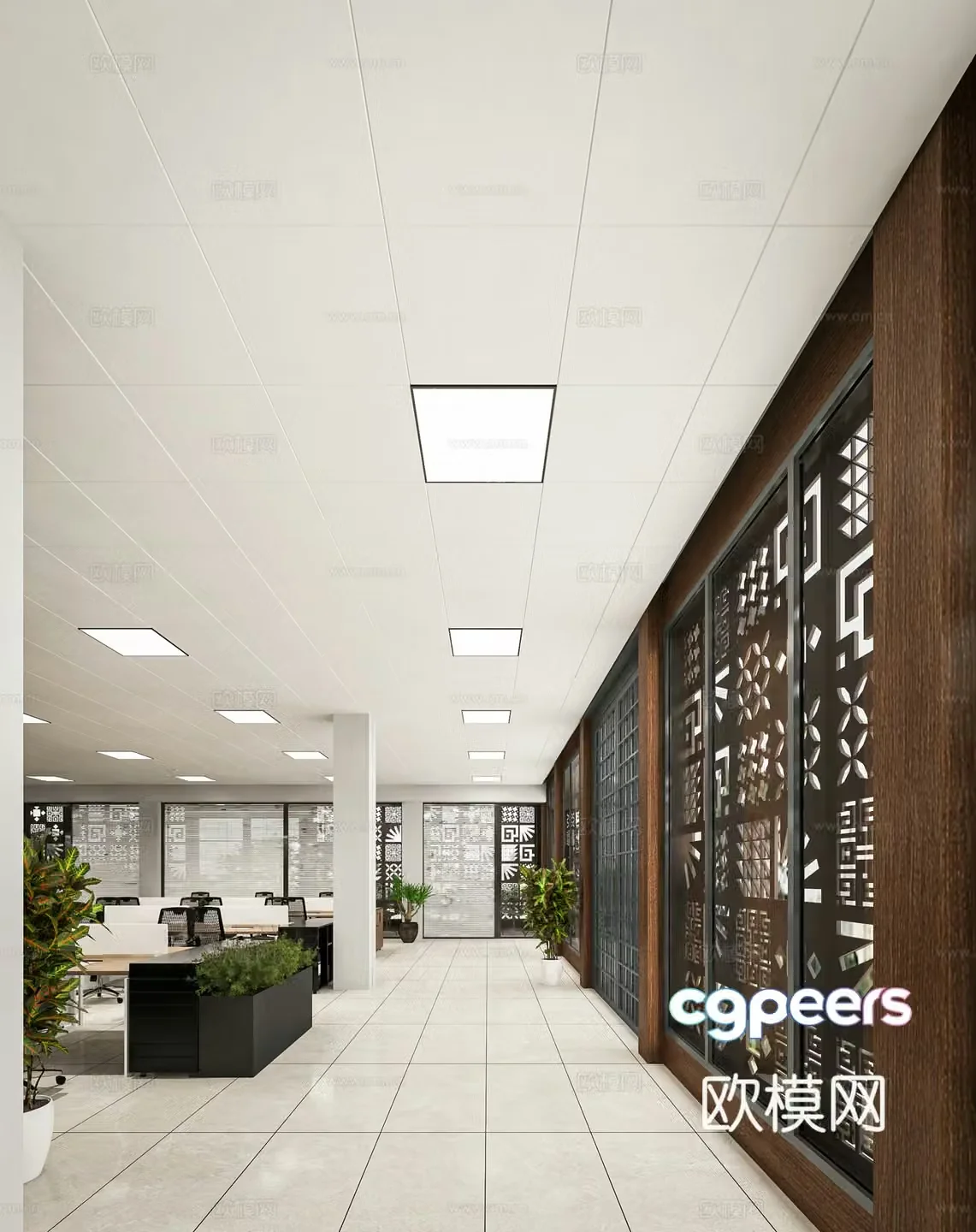 Modern office area office 3d model