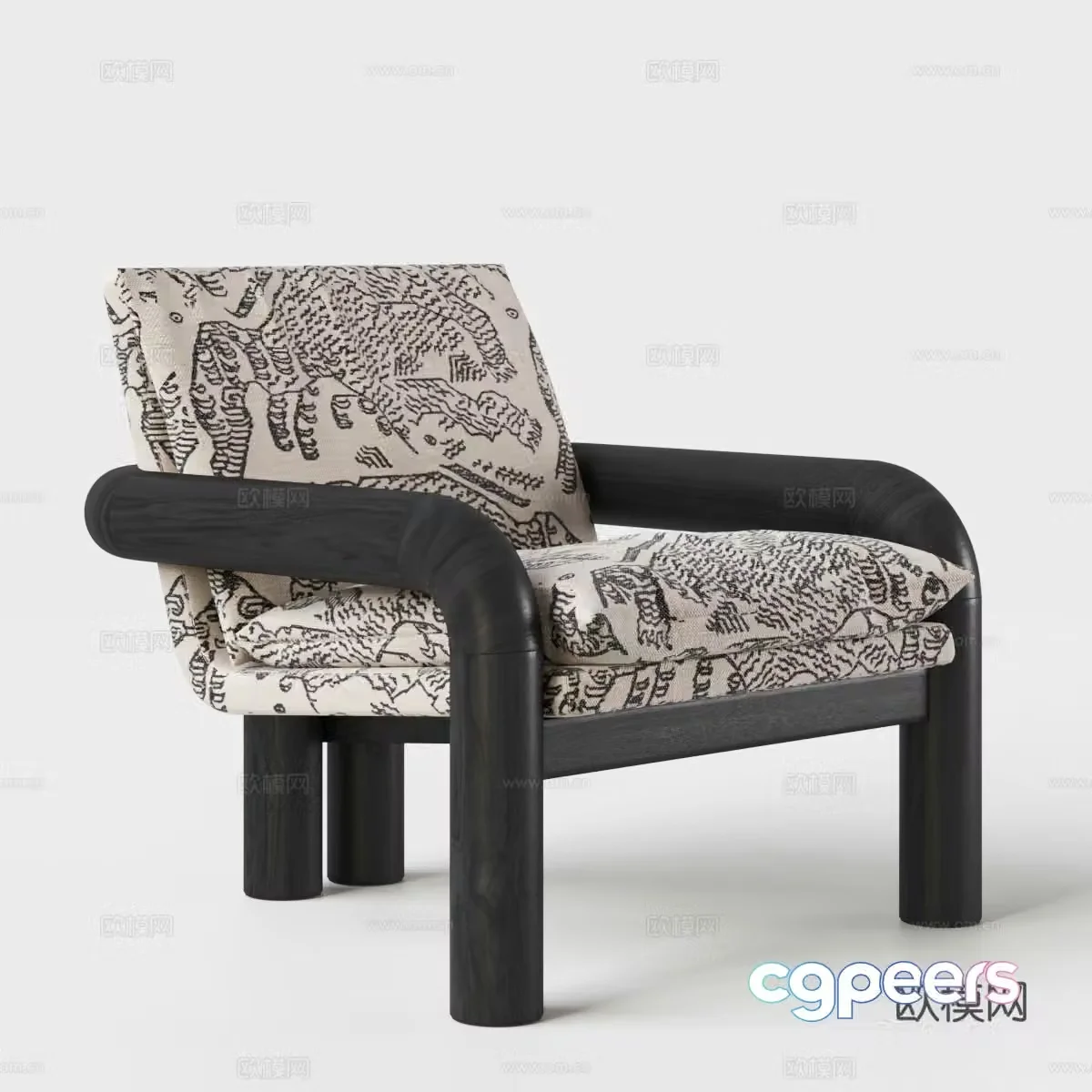 French medieval leisure chair sofa chair armchair single chair 3d model