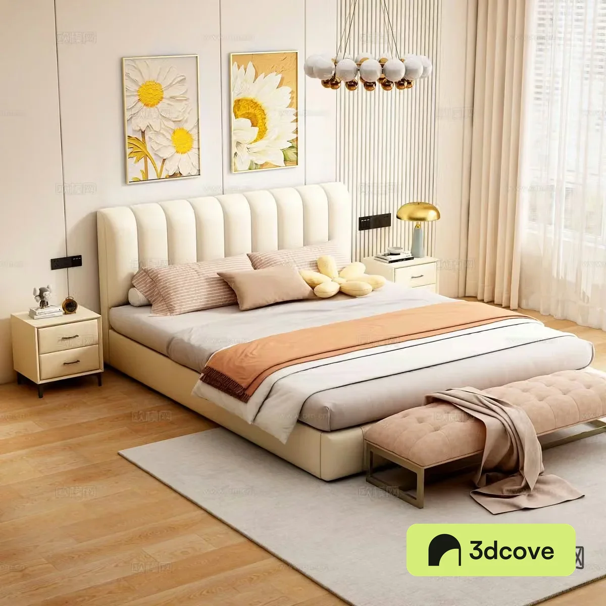 Modern leather bed double bed