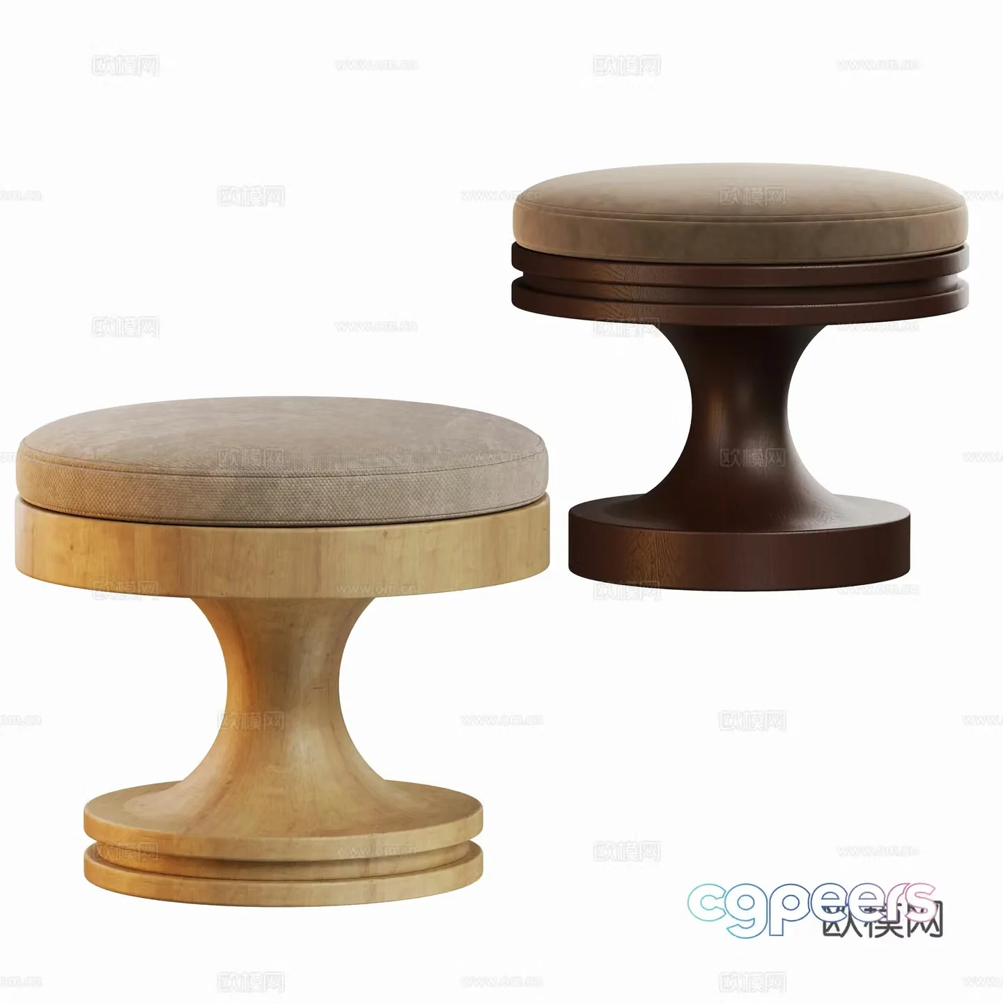 Modern medieval log round stool 3d model