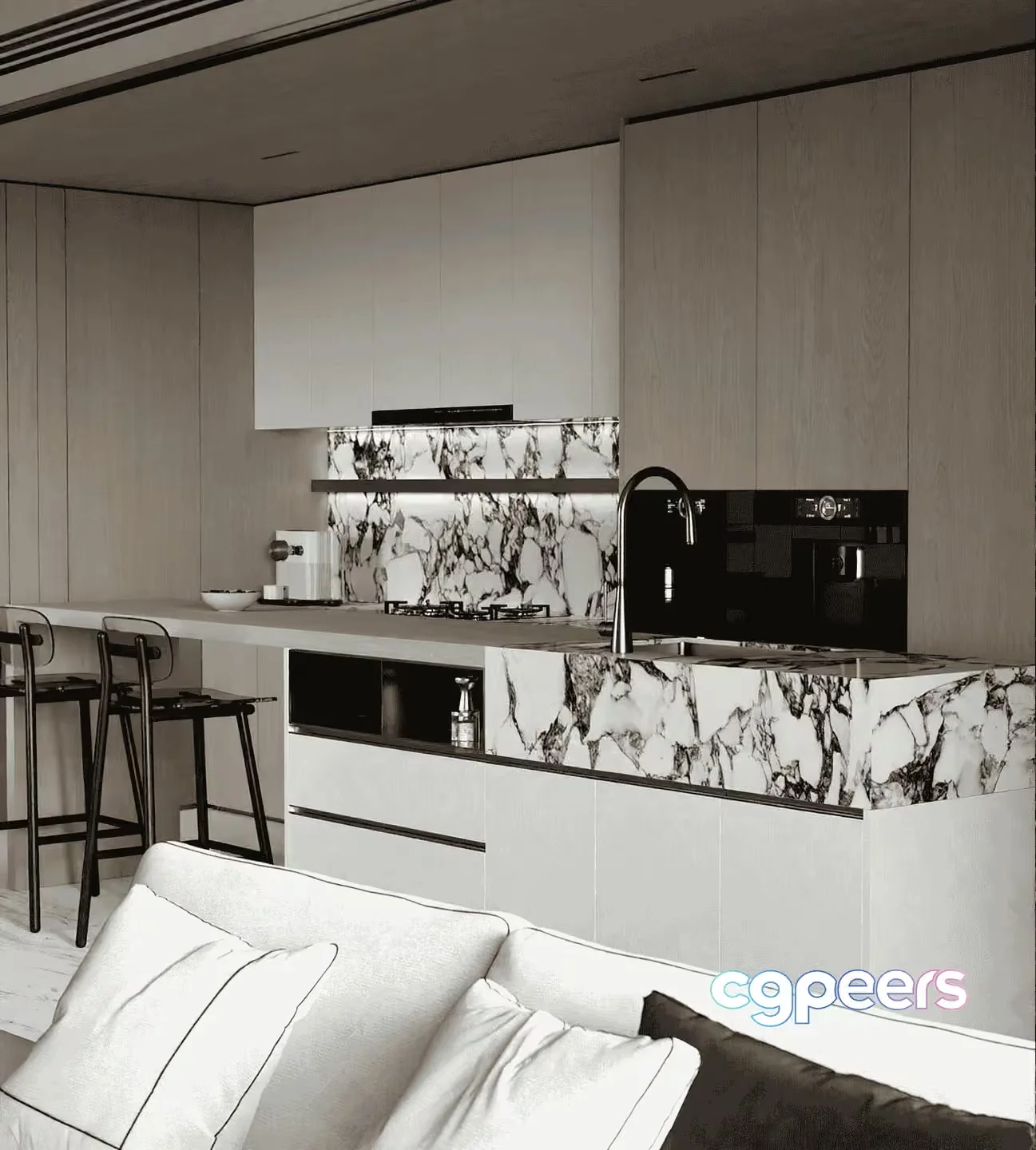 Modern Kitchen Design 3D Model – 14994 – VRAY Render