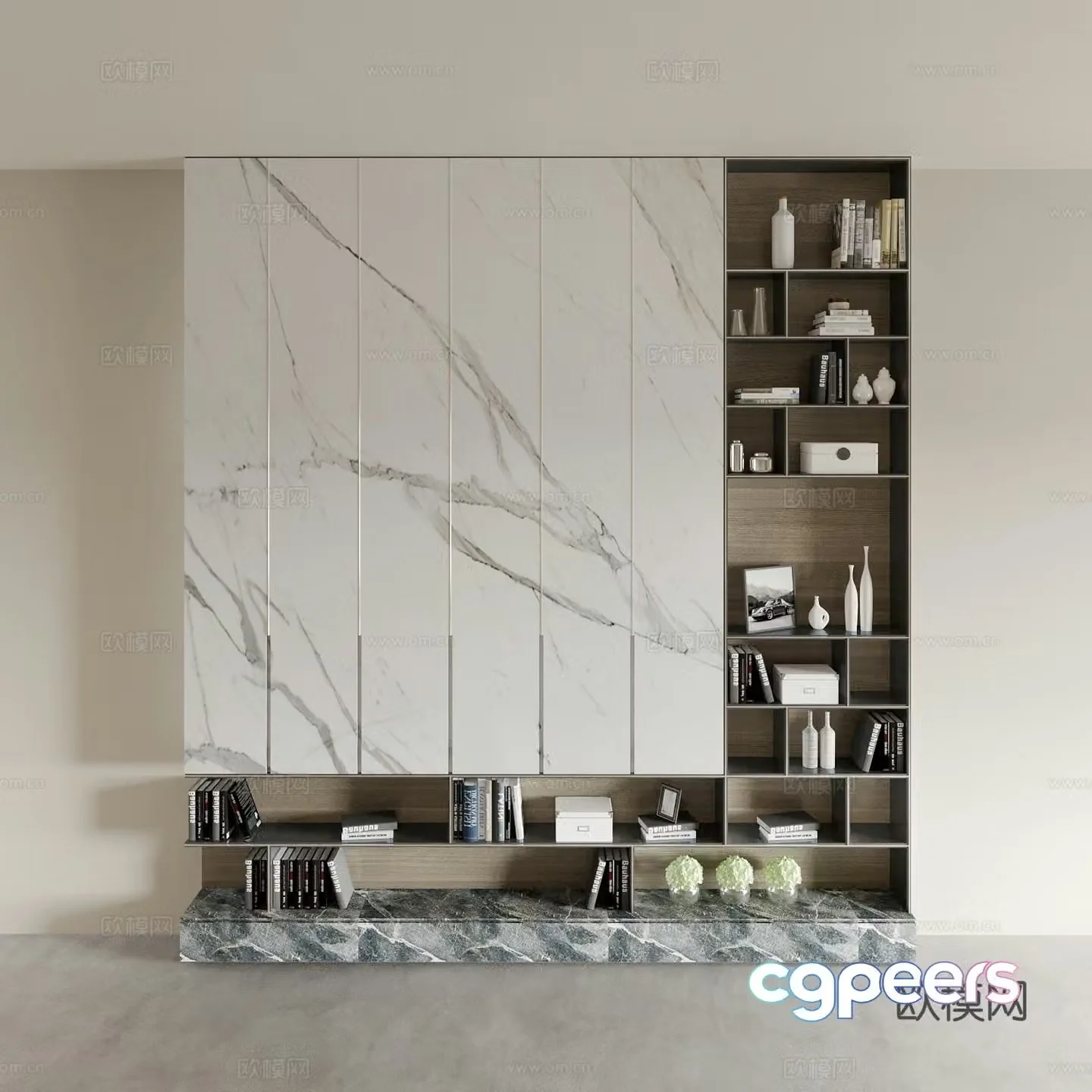 Modern bookshelf storage cabinet decorative cabinet display cabinet 3d model