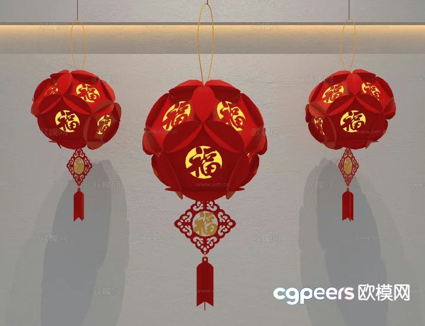 Chinese red lantern 3d model