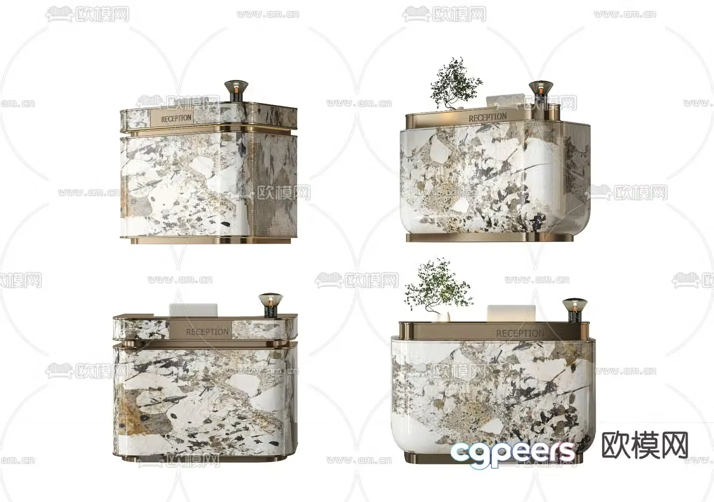 Marble front desk reception desk service desk information desk mini bar 3D model