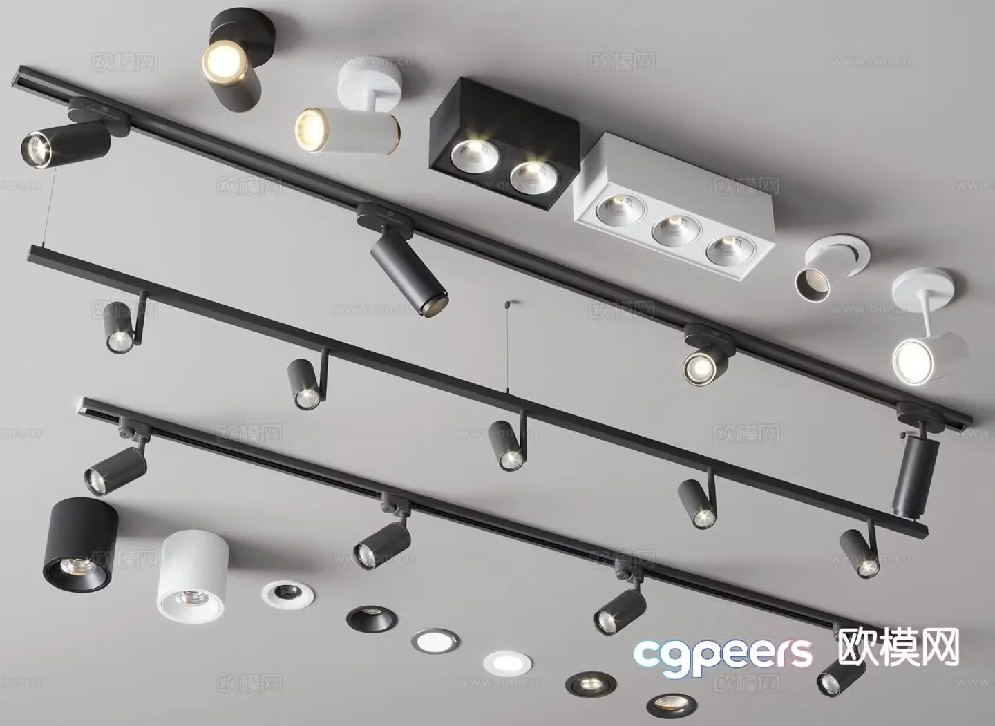 Track light recessed downlight spotlight magnetic light 3D model