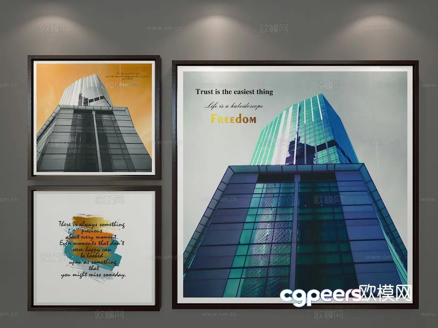 Nordic combination painting hanging painting architectural painting 3d model