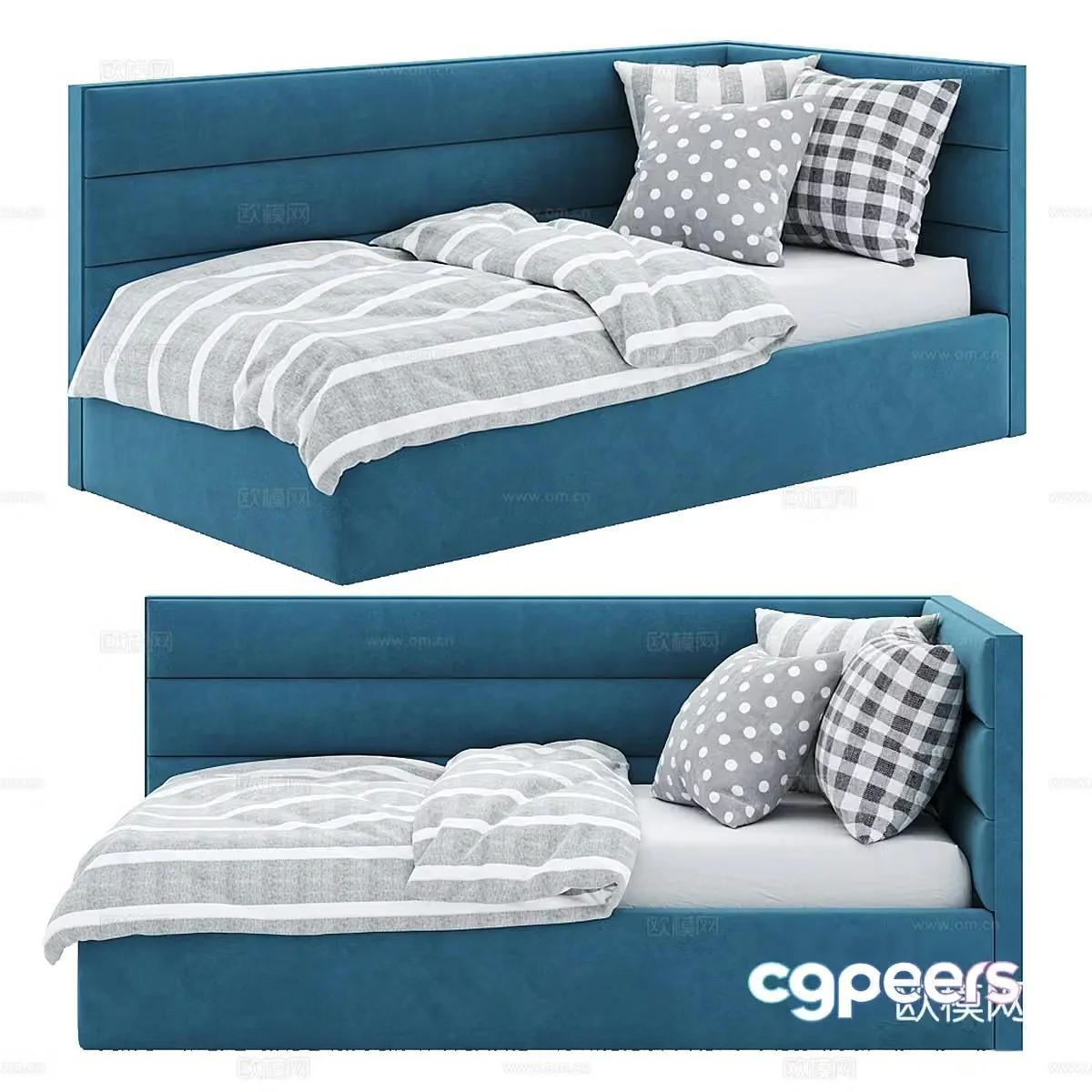 Modern fabric children’s bed 3D model