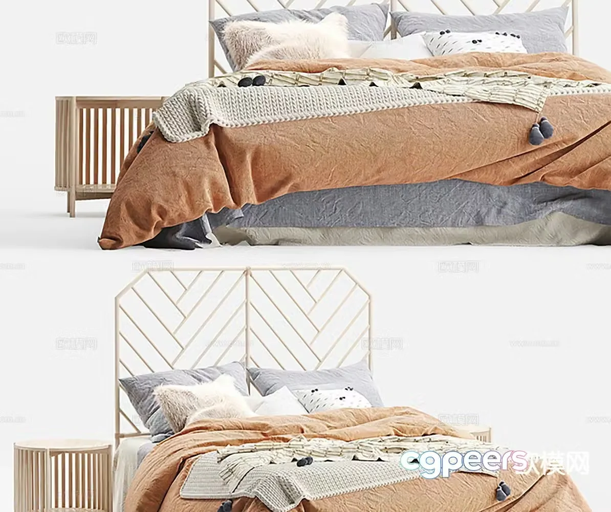 Modern double bed 3d model