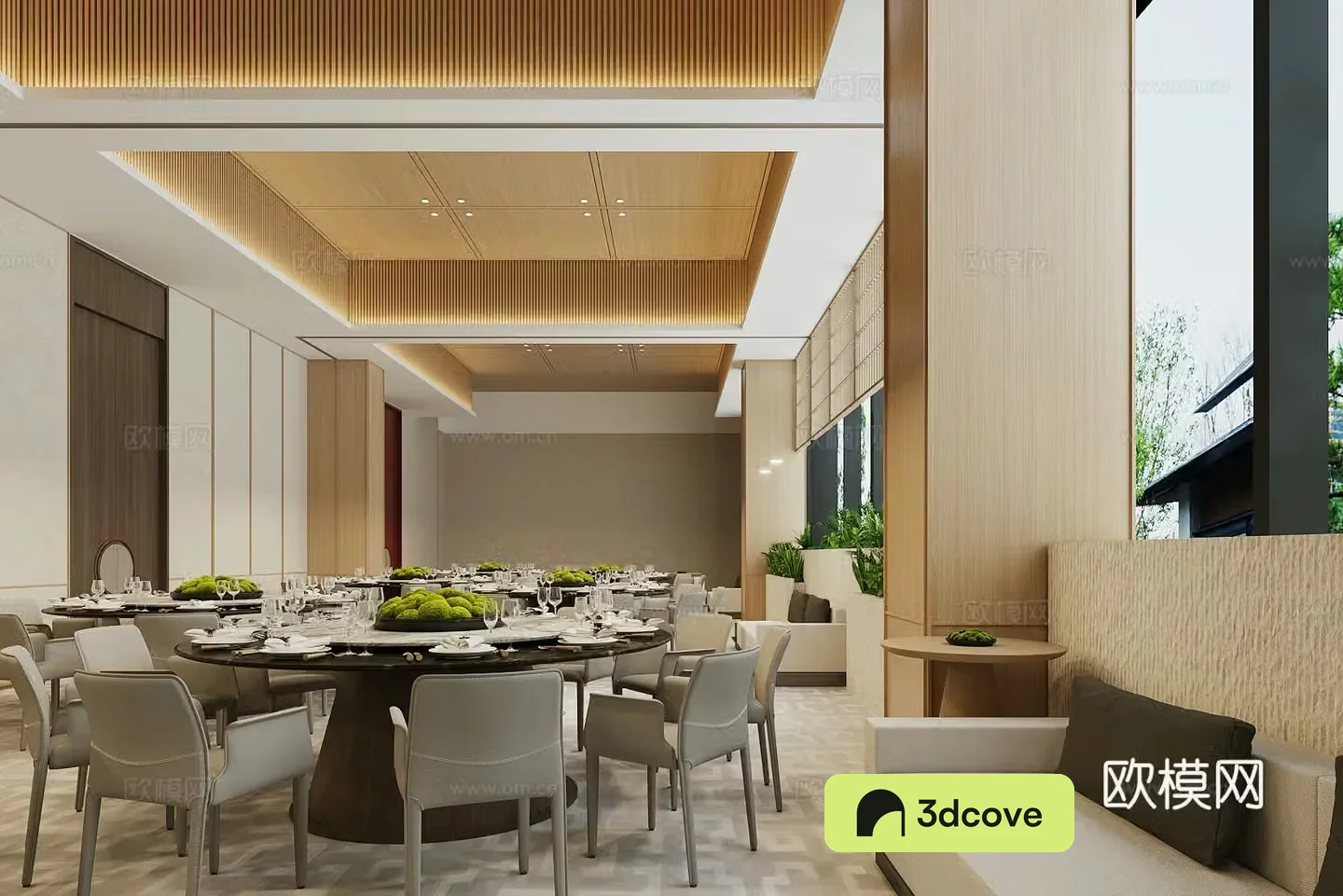 Chinese restaurant private room New Chinese restaurant private room dining table and chairs Round table dining table and chairs Tableware