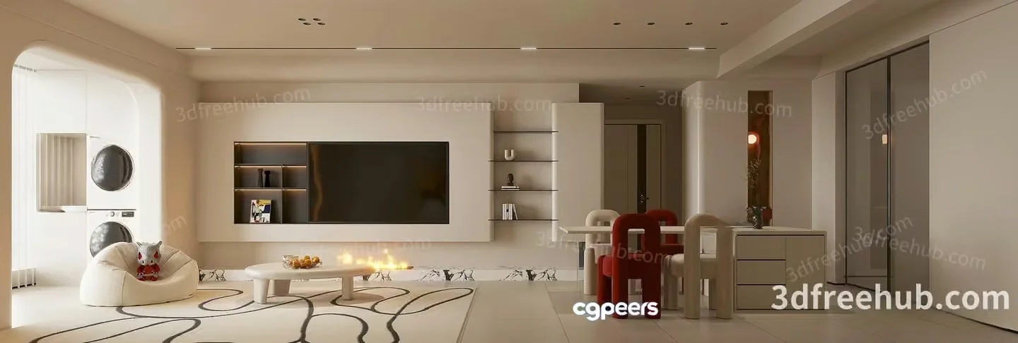 Modern Living Room 3D Model – 20826 – VRAY Render