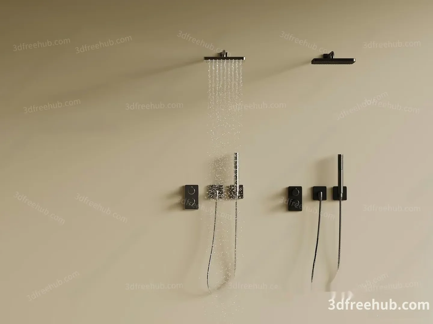 Modern Wall-Mounted Shower System 3D Model – 18741 – VRAY Render