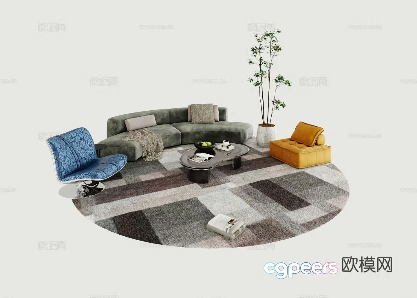 Modern modular sofa curved sofa 3d model