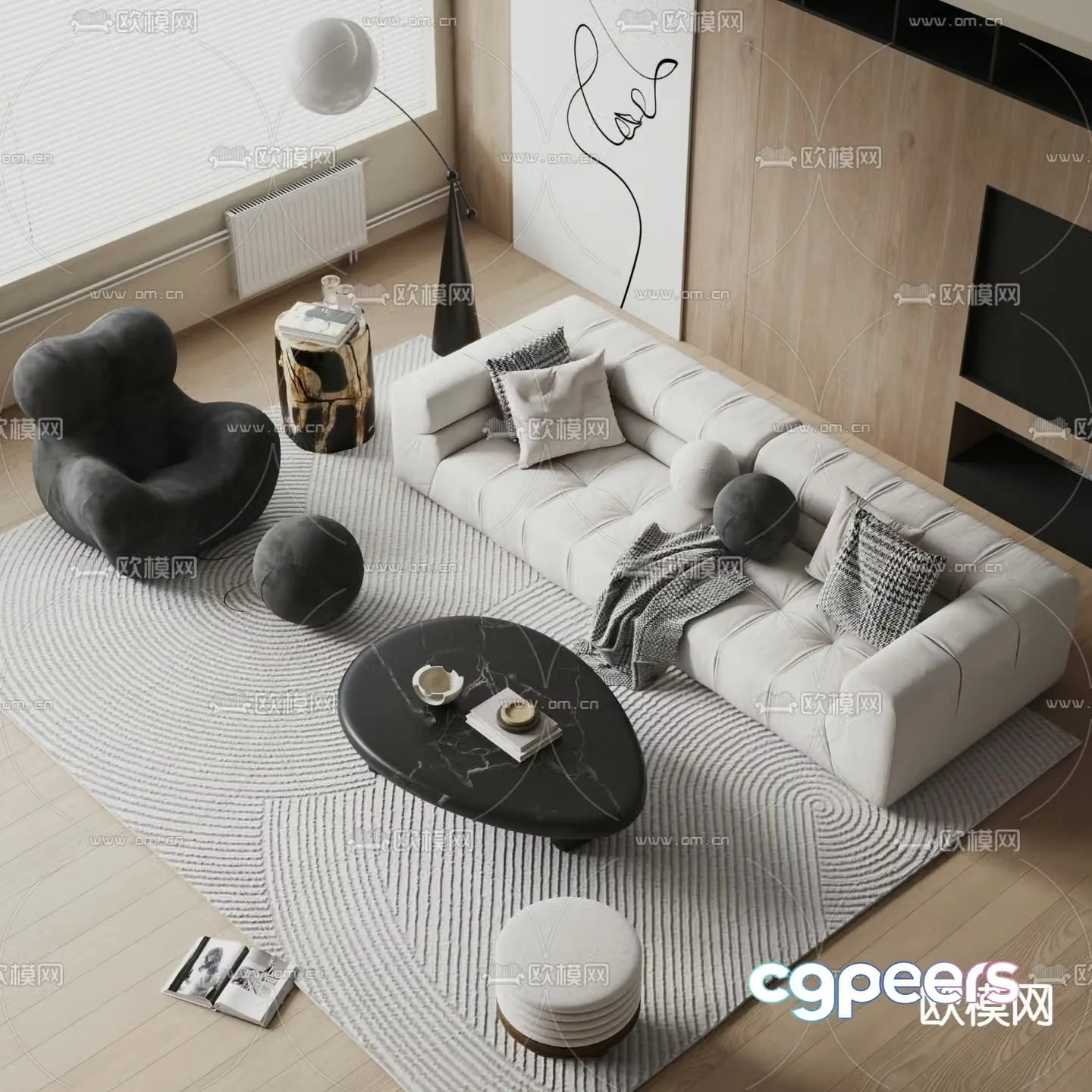 Modern sectional sofa 3d model