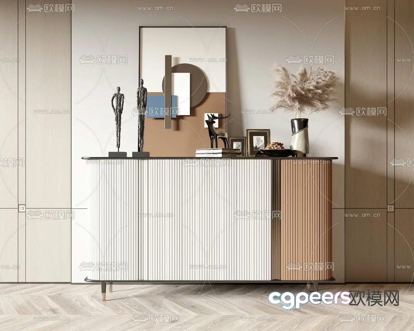 Modern side cabinet entrance cabinet end view cabinet 3D model