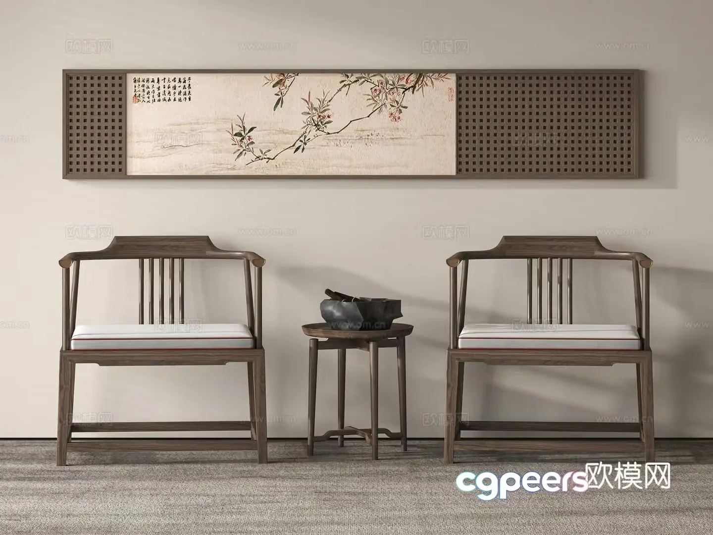 New Chinese style chair leisure chair 3d model