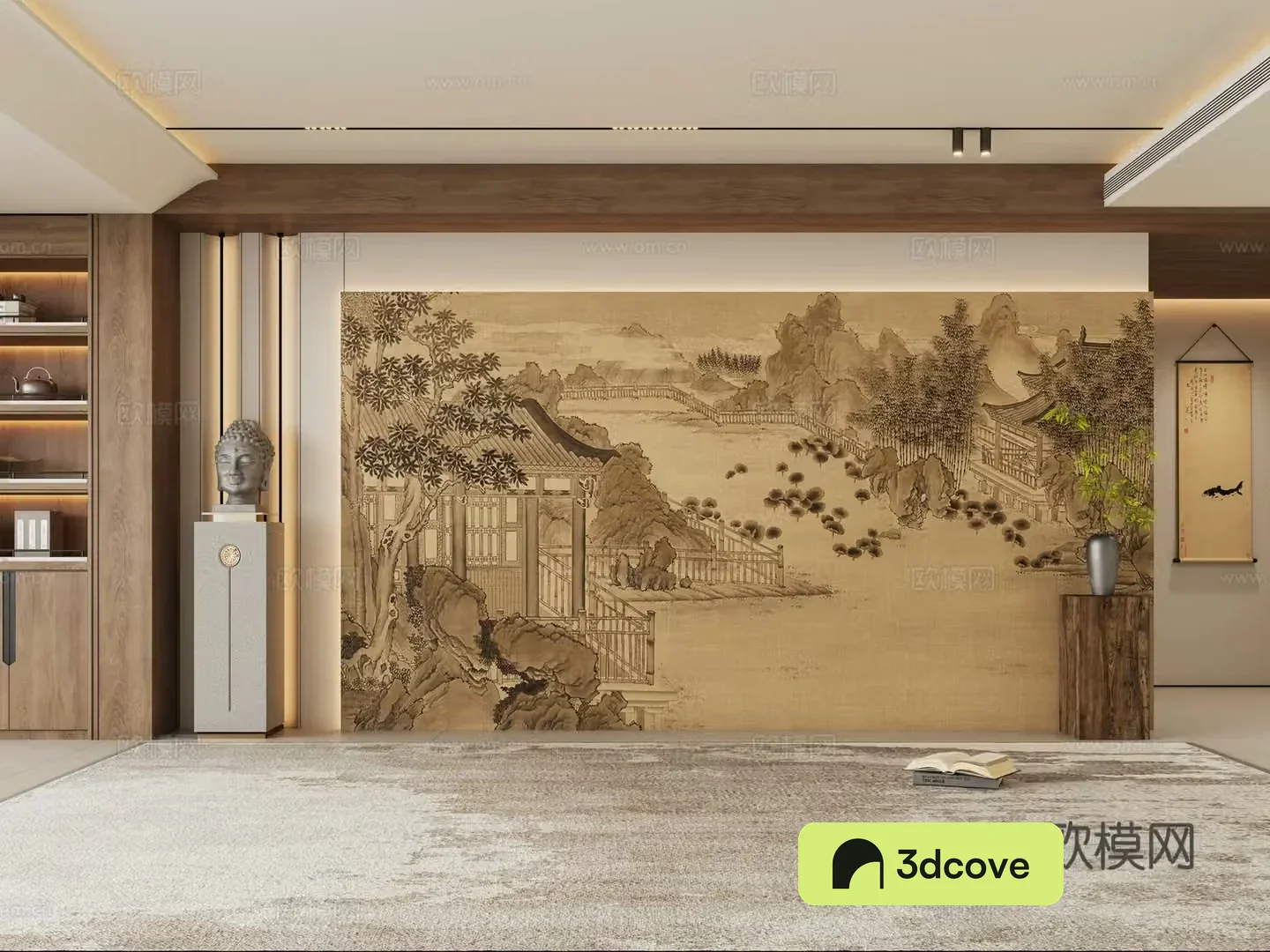 New Chinese sofa background wall