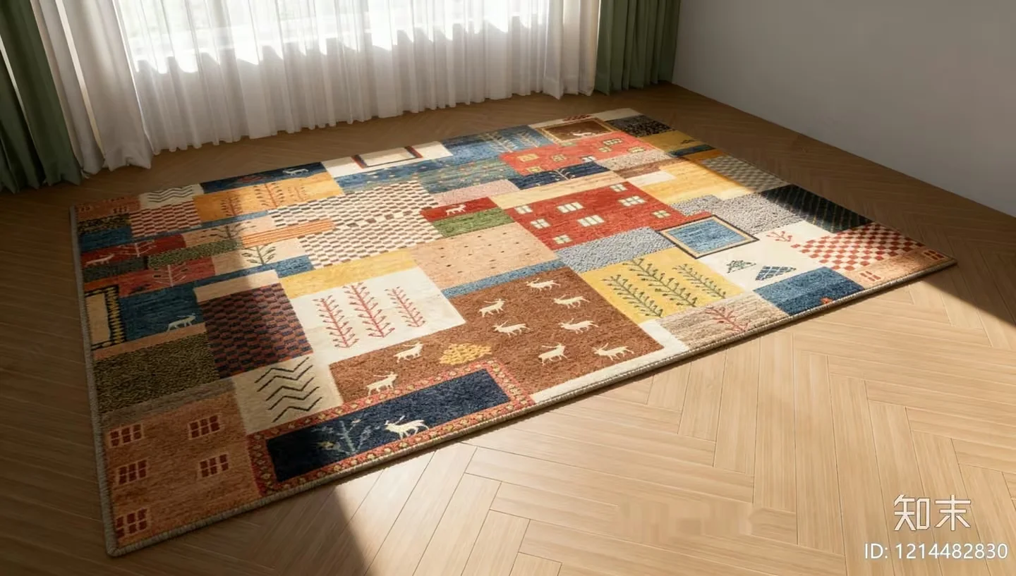 A Colorful Rug In A Room 3D Model – 13209 – VRAY Render