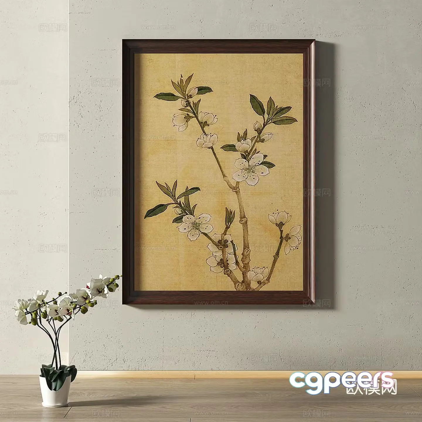 Retro medieval French modern light luxury simple decorative painting 3d model