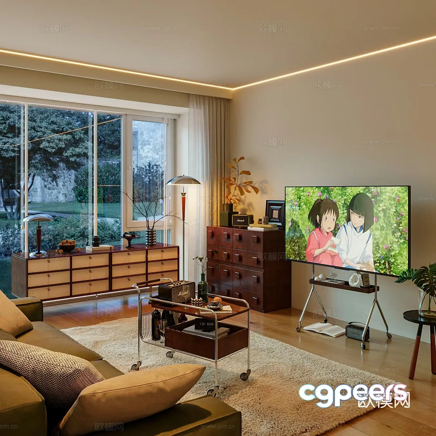 Middle-aged living room 3d model
