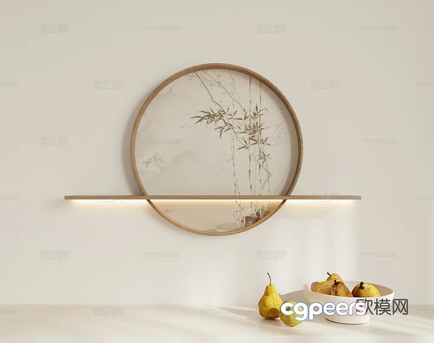 New Chinese Zen Wall Decoration 3D Model