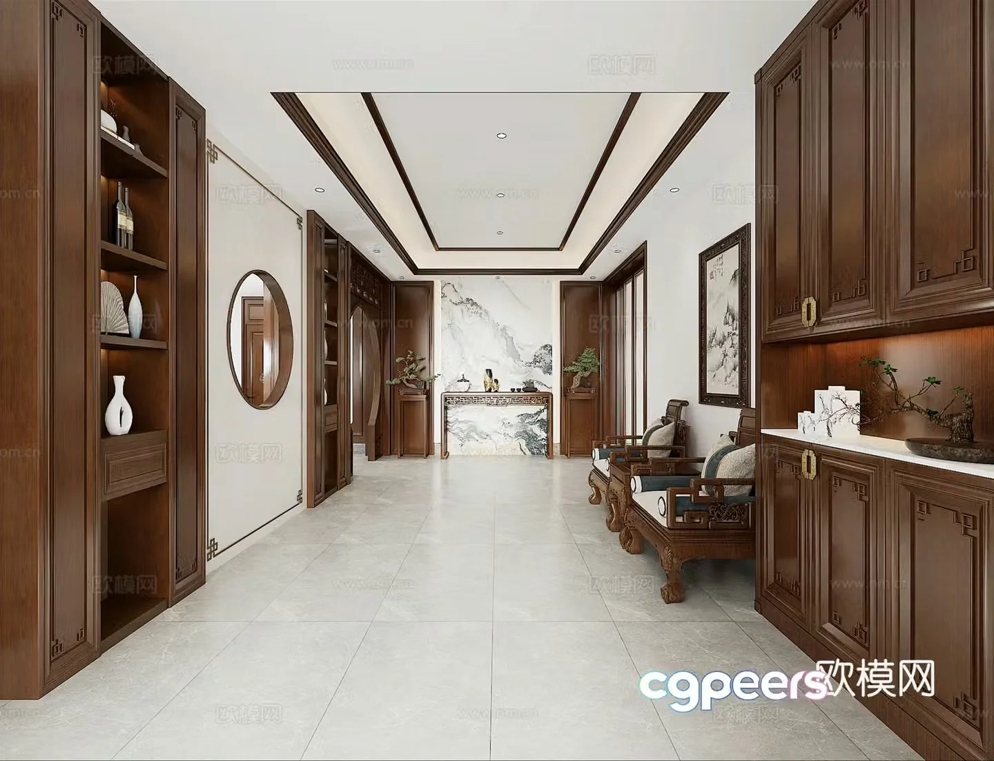 Chinese aisle hallway 3D model