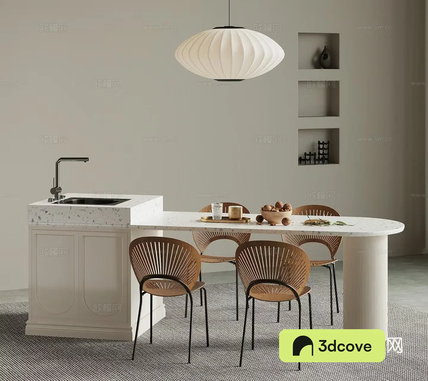 French Creamy Island Open Dining Table