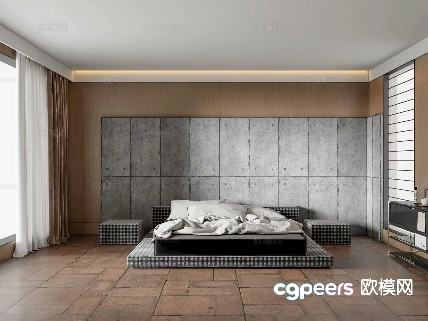 Modern minimalist bedroom master bedroom 3d model