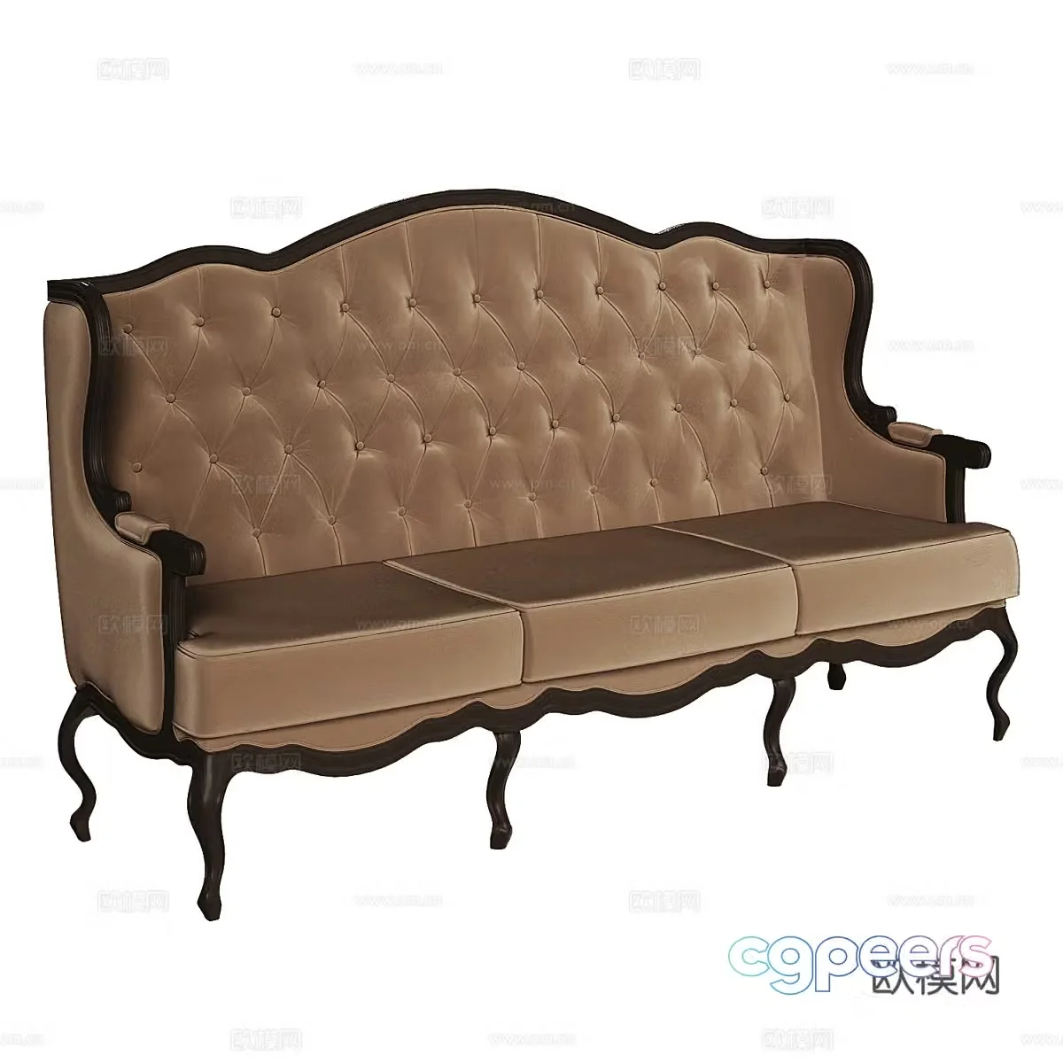 American simple double sofa double sofa simple double sofa living room sofa 3D model