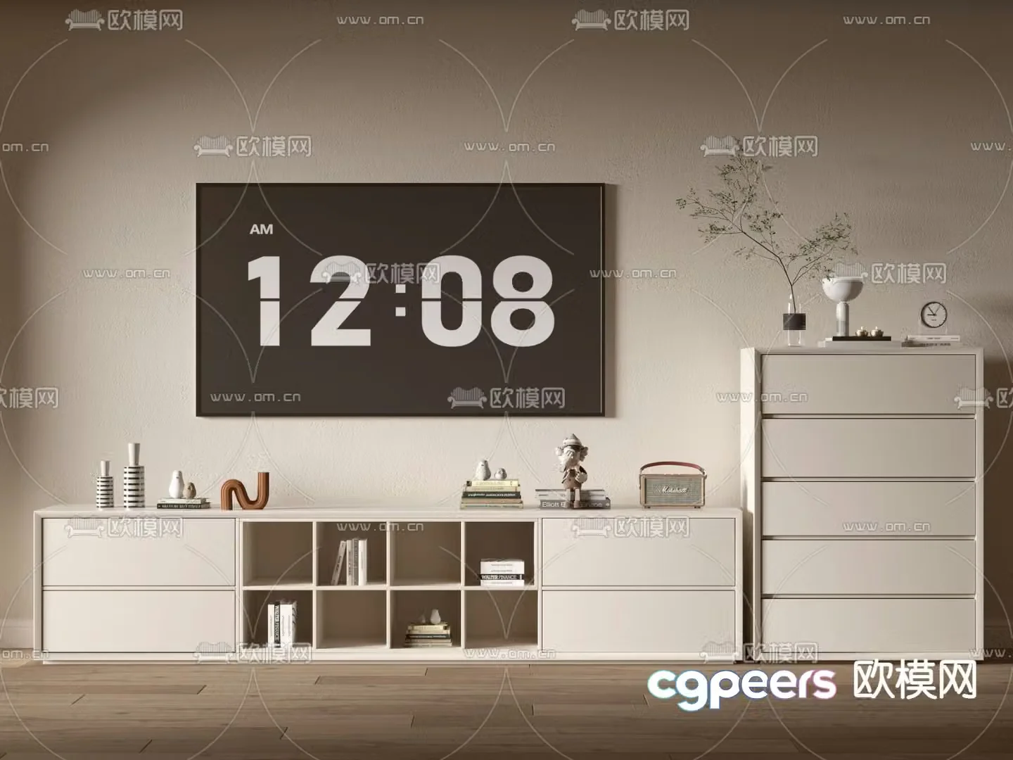Cream style TV cabinet 3d model