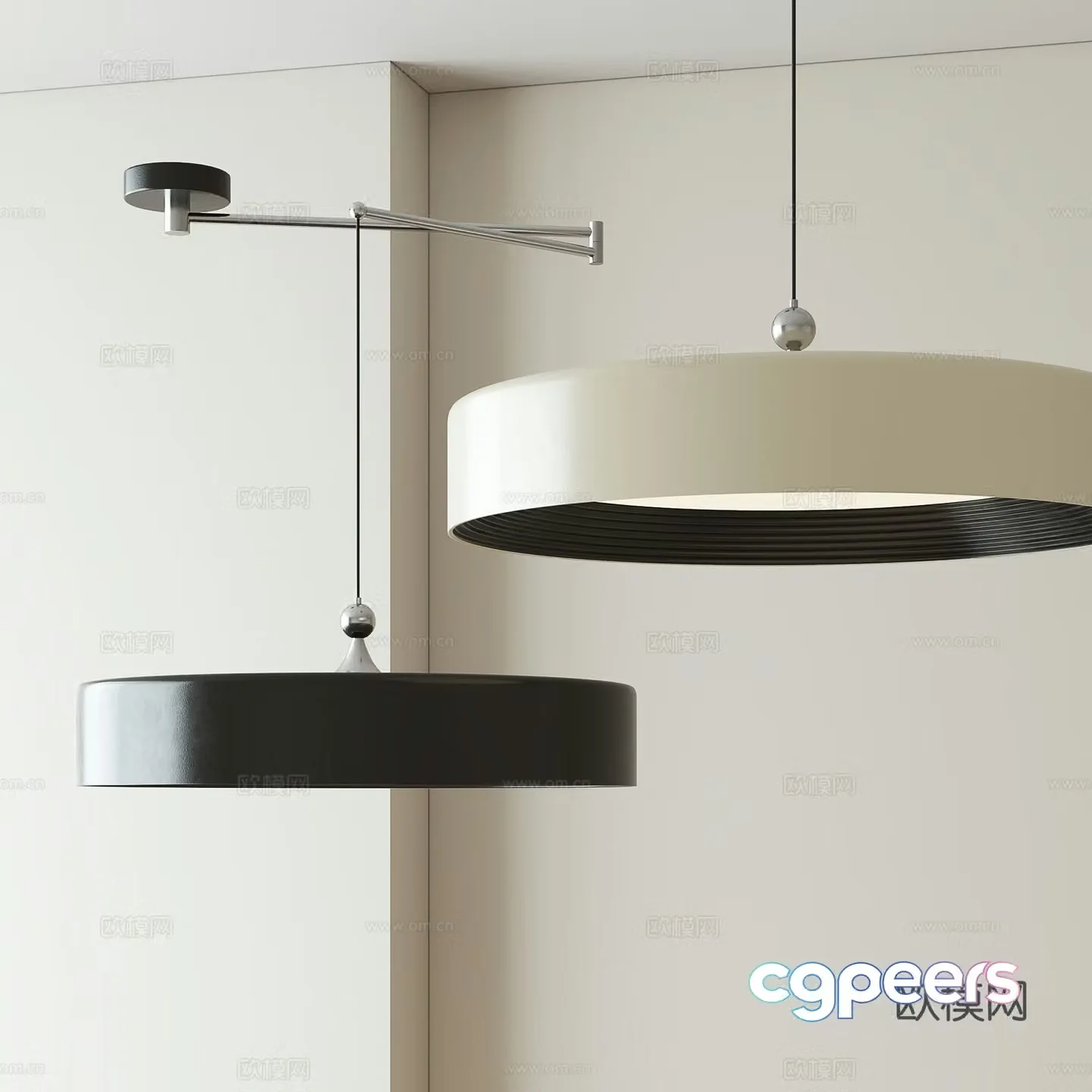 Modern minimalist restaurant chandeliers 3d model