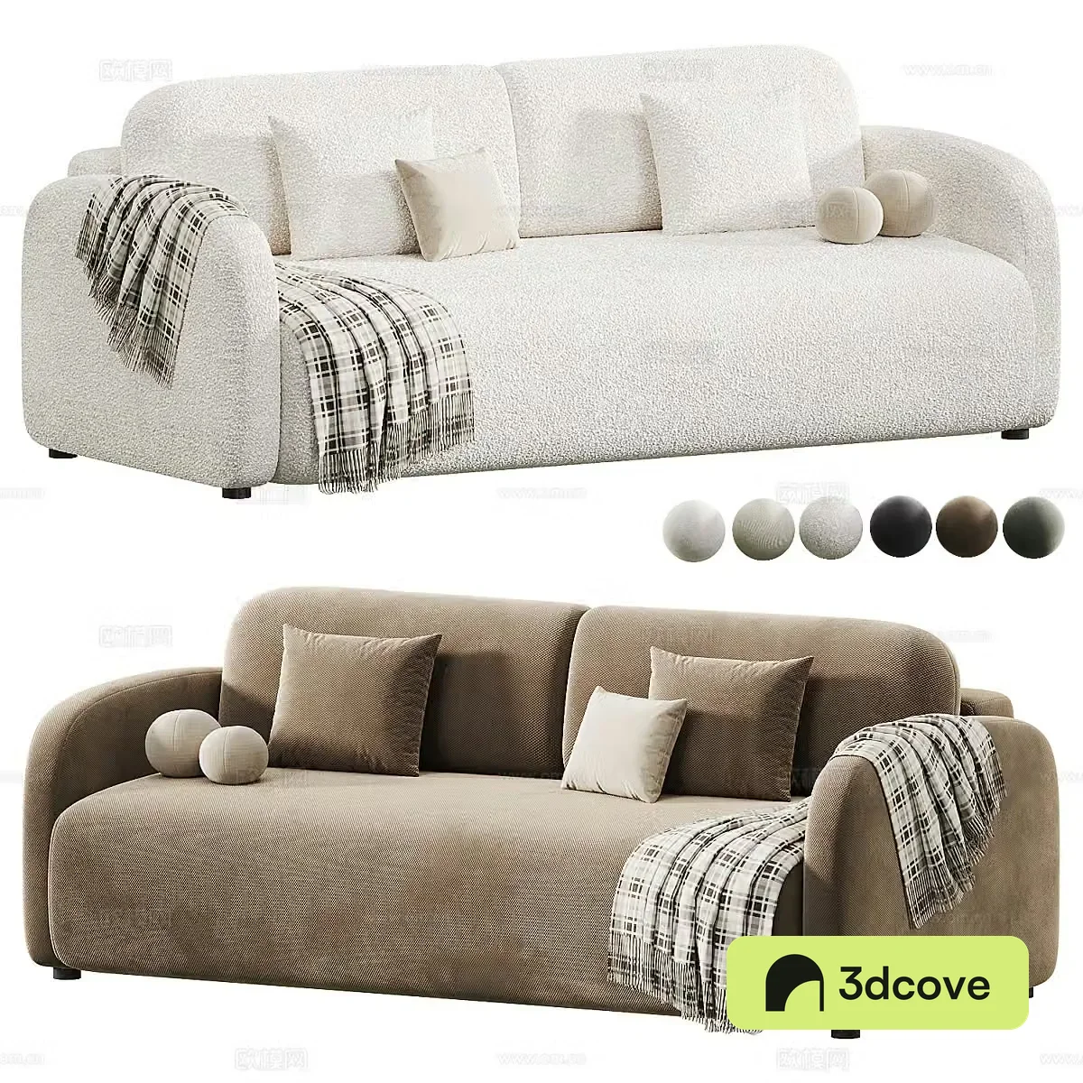 Modern fabric double sofa