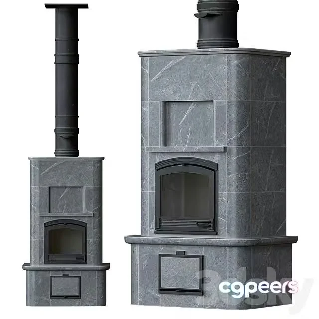 3ds Max Free – Stone fireplace stove