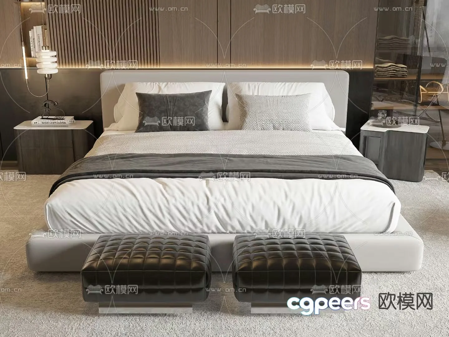 Modern double bed 3d model