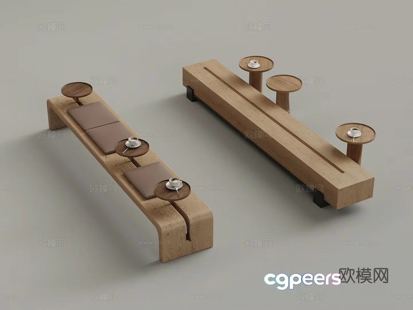 Modern cafe booth sofa 3d model